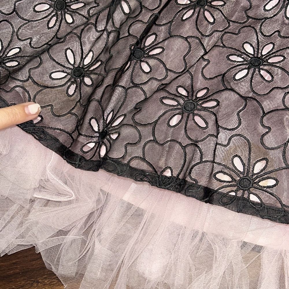 Shoshonna Silk Eyelet Strapless Dress With Pink Tulle Crinoline NEW - Picture 10 of 15